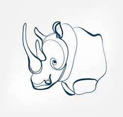 rhinoceros vector animal wild one line design