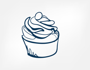 cake one line vector design element isolated