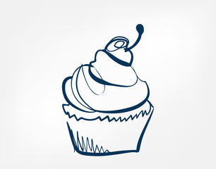 cake one line vector design element isolated