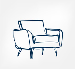 armchair one line vector design element isolated