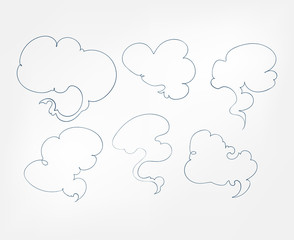 clouds one line vector design element isolated