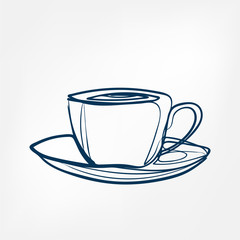 tea coffee cup one line vector design element isolated