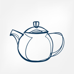 teapot one line vector design element isolated
