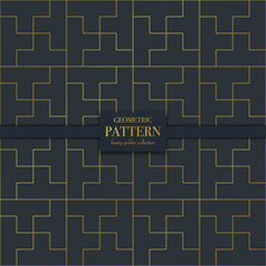 Luxury golden geometric pattern. Abstract line background, fashion style vector illustration for wallpaper, flyer, cover, design template. Realistic premium minimalistic ornament, backdrop.