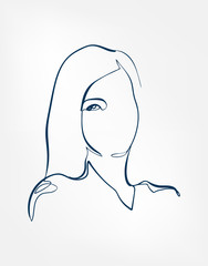 face one line vector isolated design element