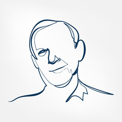 face one line vector isolated design element