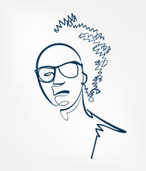 face one line vector isolated design element