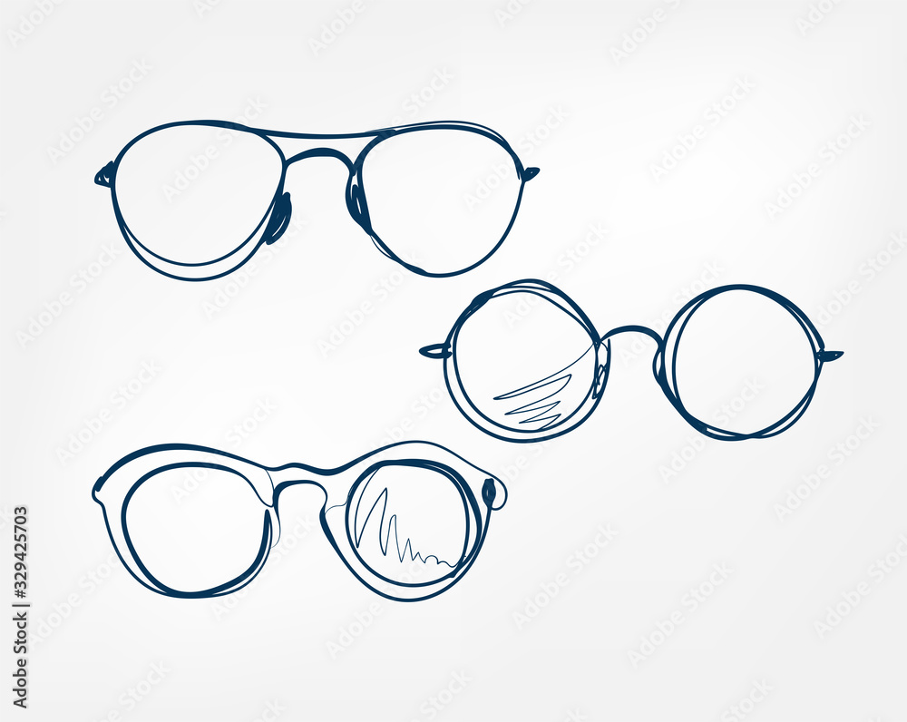 Poster eyeglass frame one line vector isolated design element