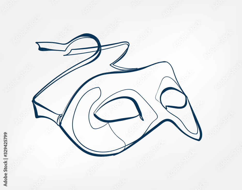 Wall mural mask one line vector isolated design element
