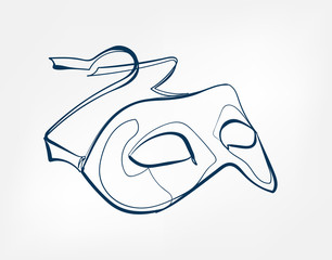 mask one line vector isolated design element