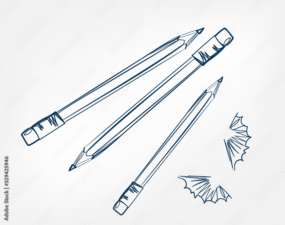Wall mural pencils one line vector isolated design element