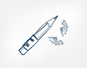 pencils one line vector isolated design element
