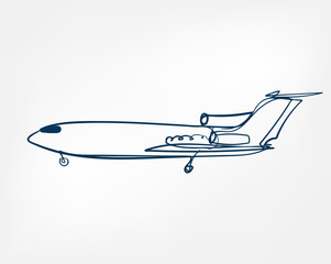 plane one line vector isolated design element