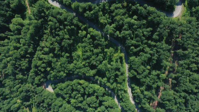 aerial view of famous romanian mountain road Transalpina at the sunny summer day