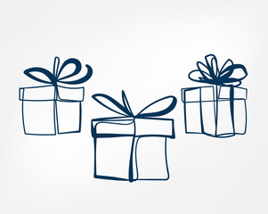 present box one line vector isolated design element