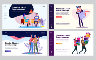 Obraz na płótnie Canvas Family relations collection. Couple dating, getting married, mother with adult daughter. Flat vector illustrations. Love, relationship concept for banner, website design or landing web page