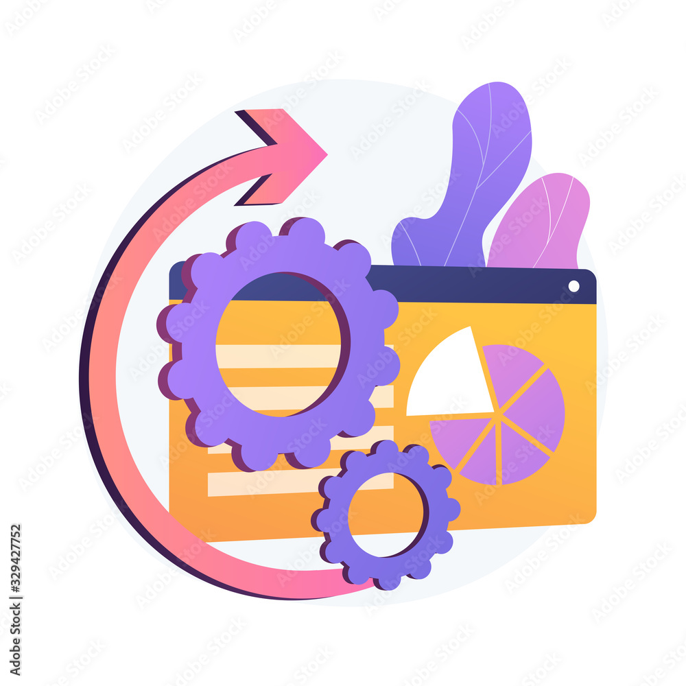 Poster big data analysis. web statistics automated report. infographics visualization tool isolated flat de