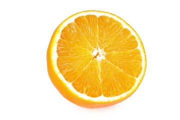sliced orange isolated on white background. healthy food.