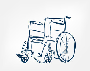 Fototapeta na wymiar wheelchair vector art line isolated doodle illustration