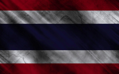 Thailand flag on old and ruined fabric