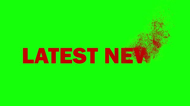 Latest News text animation with particular motion graphic and green background in 4k resolution