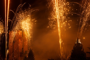 Fireworks show in the town of Castelfranco Veneto