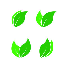 Green leaves icon. Vector illustration isolated on white background.
