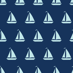 Regular vector pattern with light blue sailboats