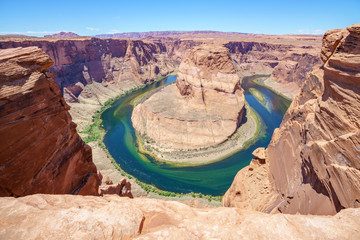 looking at colorado river from horseshoe bend in arizona, usa