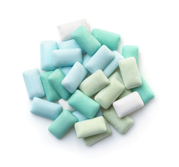 Sugar free mint chewing gum pieces