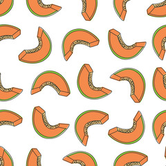 Seamless papaya slices pattern design for textile, print, surface design. Tropical fruits pattern with cut papayas