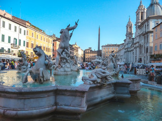Fototapeta na wymiar Water fountain of Piazza Navona in Rome. Italy