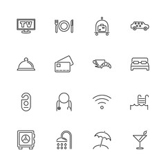 Hotel - Flat Vector Icons