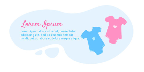 Girl or boy banner, baby shower illustration, pink and blue clothes
