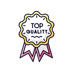 Top quality RGB color icon. Brand equity, consumerism. Premium goods and service warranty. Luxury mark, prestigious status badge isolated vector illustration