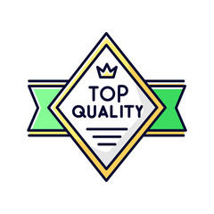 Obraz premium Top quality RGB color icon. Premium product and high class service. Brand equity, VIP status. Diamond shaped superior goods badge isolated vector illustration