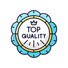 Top quality RGB color icon. Premium goods, luxurious products emblem. High class quality, brand equity. Prestigious badge with crown isolated vector illustration