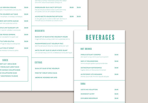 Menu Layout with Green Accents