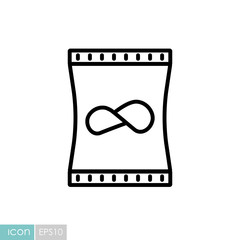 Potato chips bag vector icon. Fast food sign