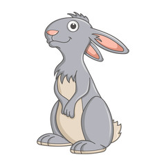 Rabbit. Cute Young rabbit isolated on white background. Zoo animal cartoon character. Education card for kids learning wild animals. Logic Games for Kids. Vector illustration in cartoon style.