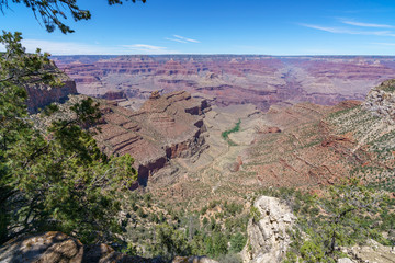 hiking the rim trail in grand canyon national park, arizona, usa