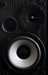 Acoustic sound speakers with copy space. Multimedia, audio and sound concept.