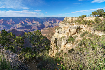 hiking the rim trail in grand canyon national park, arizona, usa