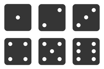 Board game or casino. Game cubes one to six.