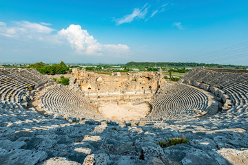 Aksu, Antalya / Turkey - August 05, 2018.  A hiker in Perge ( Perga Antik Kenti ) Ancient City and...