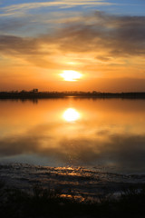 andscape with sunset on lake