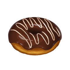 Colorful Isolated Donut. Realistic Chocolate Glaze with White Cream