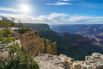 hiking the rim trail in grand canyon national park, arizona, usa