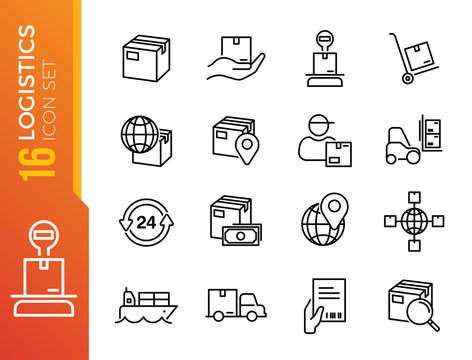 Logistics and Shipping outline icons  - minimal thin line web icons set