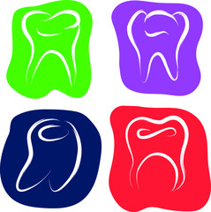 set of teeth in abstract hand drawn style. dental concept